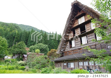 岐阜県 白川郷 ８月のお盆時期に撮影の写真素材