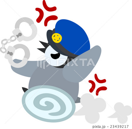 警察官の姿をした可愛い赤ちゃんペンギンのイラスト素材