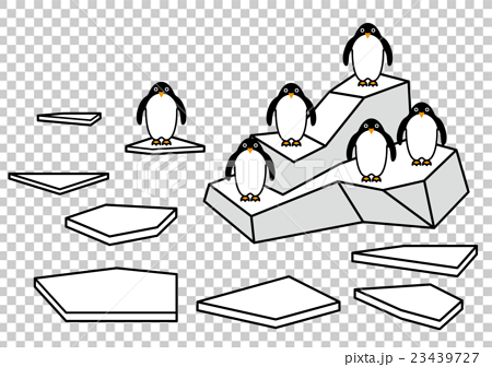 流氷とペンギンのイラスト素材