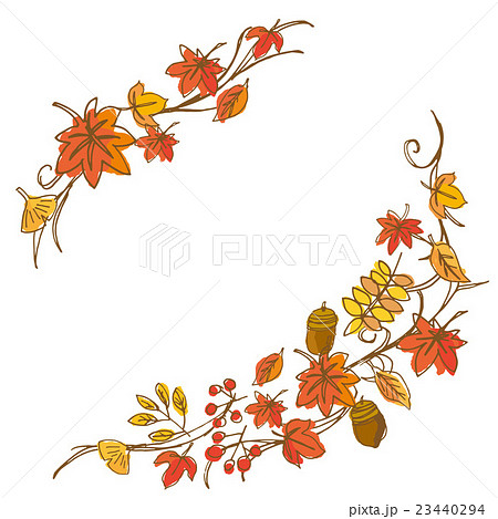 秋 手描き 飾りのイラスト素材