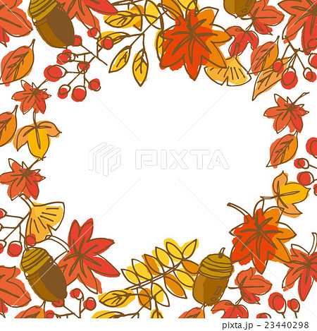 秋 手描き 木の葉 輪のイラスト素材 23440298 Pixta