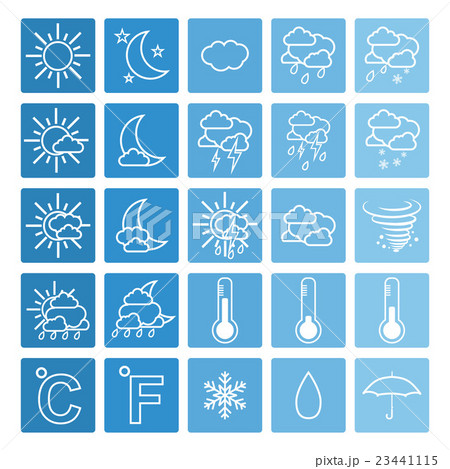 Weather icons on blue background. 23441115