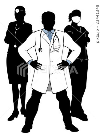 Doctors And Nurses Medical Team Silhouettesのイラスト素材