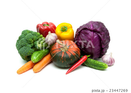 pumpkin and other vegetables on a white background pumpkin and other vegetables on a white background 23447269