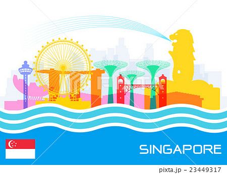 Singapore Travel Landmarksのイラスト素材