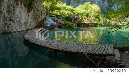 Wooden path in National Park in Plitvice Wooden path in National Park in Plitvice 23450250