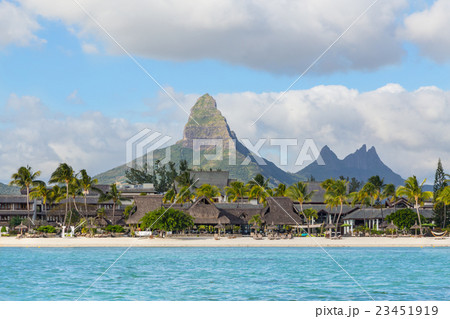 Beach of Flic en Flac with Piton de la Petite  23451919