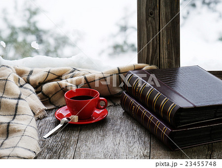 Red cup of coffee or tea Red cup of coffee or tea 23455748