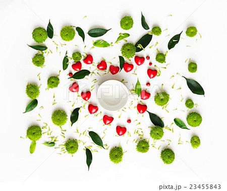 Cup for coffee or tea with pattern with petals. 23455843