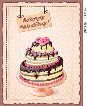 birthday card with cake tier  and roses 23456736