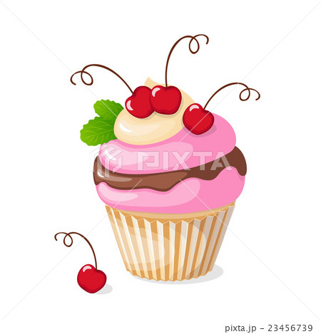 isolated cupcake with cherry 23456739