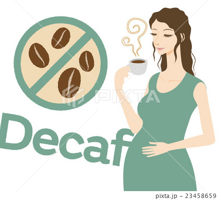デカフェコーヒーを飲む妊婦のイラスト素材