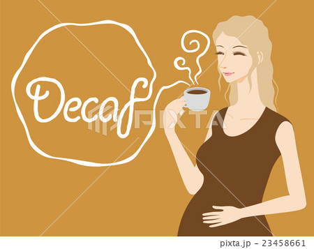 デカフェコーヒーを飲む妊婦のイラスト素材