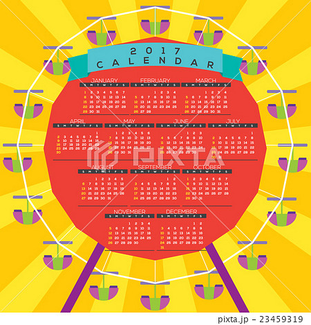 Colorful Ferris Wheel 2017 Printable Calendar. 23459319