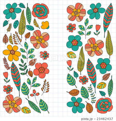 Vector doodle set with tropical plants Vector doodle set with tropical plants 23462437
