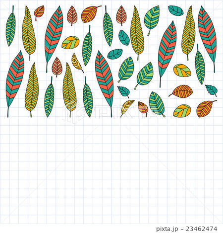 Vector doodle set with tropical plants Vector doodle set with tropical plants 23462474