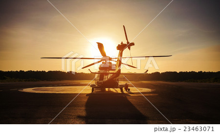helicopter parking landing on offshore platform,  23463071