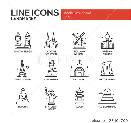 World landmarks icons set 23464709