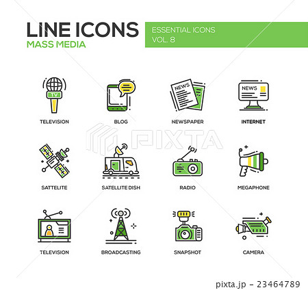 Mass Media line design icons set 23464789