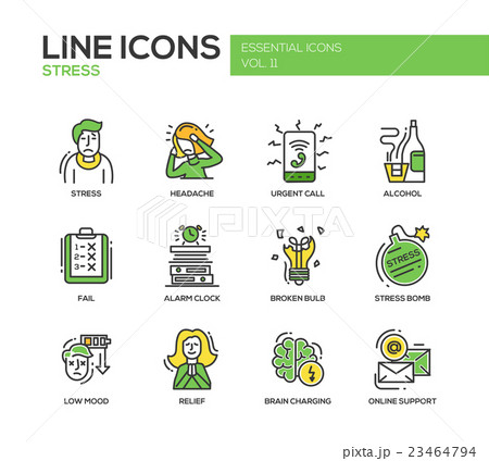 Stress at work - line design icons set Stress at work - line design icons set 23464794