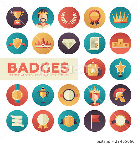 Badges, ribbons, awards icons set 23465060