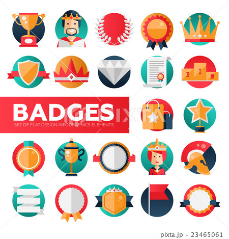 Badges, ribbons, awards icons set Badges, ribbons, awards icons set 23465061