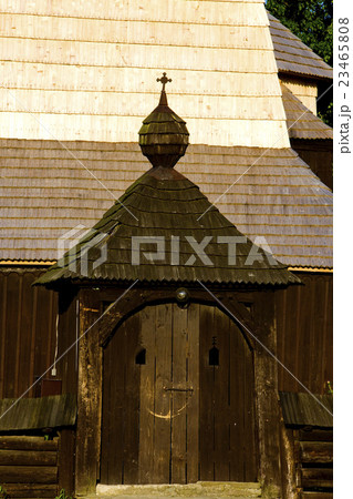 detail of wooden church, Ladomirova, Slovakia detail of wooden church, Ladomirova, Slovakia 23465808