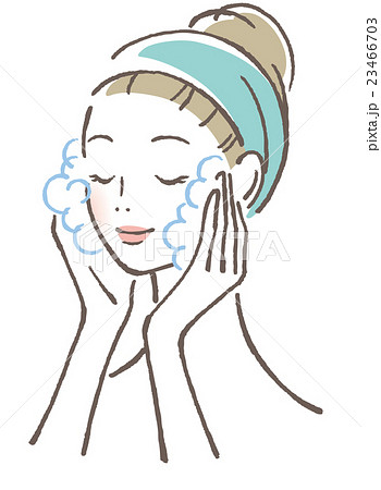 洗顔 女性のイラスト素材