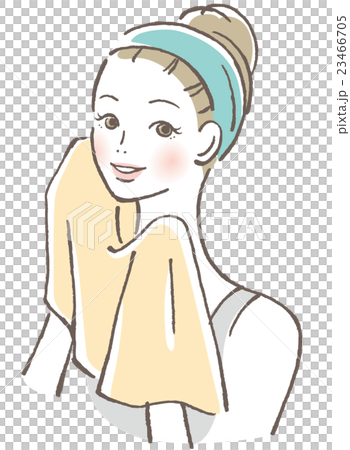 顔を拭く　女性 23466705