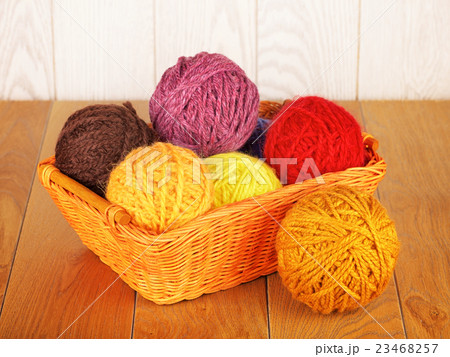 Different Yarn Balls In Wooden Basket Different Yarn Balls In Wooden Basket 23468257