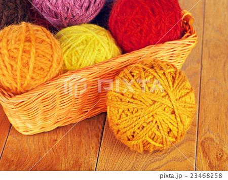 Different Yarn Balls In Wooden Basket Different Yarn Balls In Wooden Basket 23468258