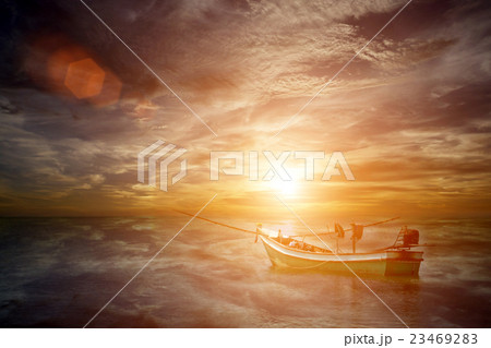 Small squid fishing boats waiting to the sea. 23469283