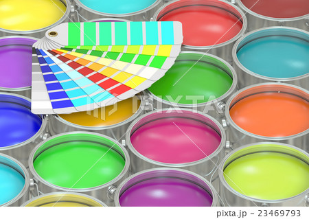 Paint cans background with pantone color palette Paint cans background with pantone color palette 23469793