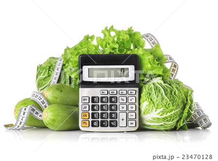 Green vegetables, calculator and centimeter Green vegetables, calculator and centimeter 23470128