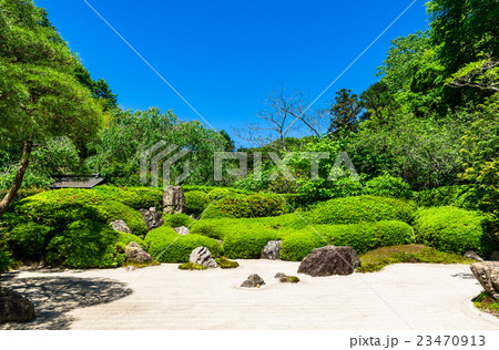 鎌倉 明月院 枯山水庭園の写真素材