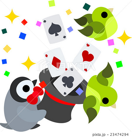 手品師の姿をした可愛い赤ちゃんペンギン可愛い赤ちゃんペンギンのイラスト素材