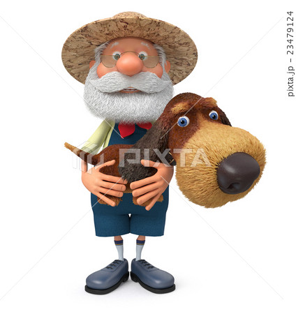 the farmer with a dog and a rake 23479124