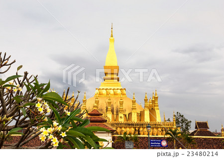 Pha That Luang is a golden Buddhist stupa in the centre of Vient 23480214
