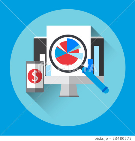 Computer Desktop Financial Diagram Colorful Icon Computer Desktop Financial Diagram Colorful Icon 23480575
