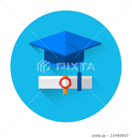 Graduation Cap With Diploma Scroll Colorful Icon Graduation Cap With Diploma Scroll Colorful Icon 23480607