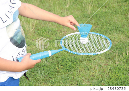 バドミントンをする幼児 23480726