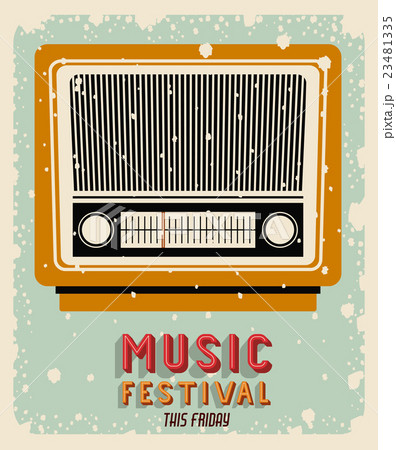 old radio poster isolated icon design 23481335