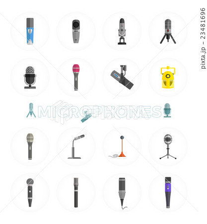 Microphone Set Design Flat Isolated 23481696
