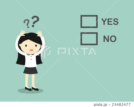 Business woman is confusing about 'yes' and 'no'. 23482477