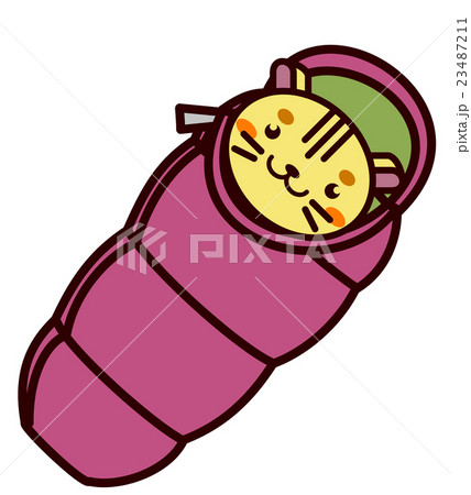 寝袋に入る動物シリーズのイラスト素材