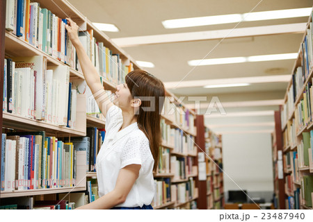 図書館を利用する女性 図書館を利用する女性 23487940