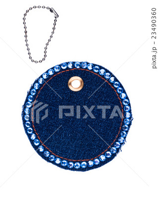 Round price tag encrusted with crystals made denim 23490360