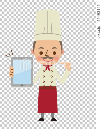 Chef / cook with tablet terminal Chef / cook with tablet terminal 23493143