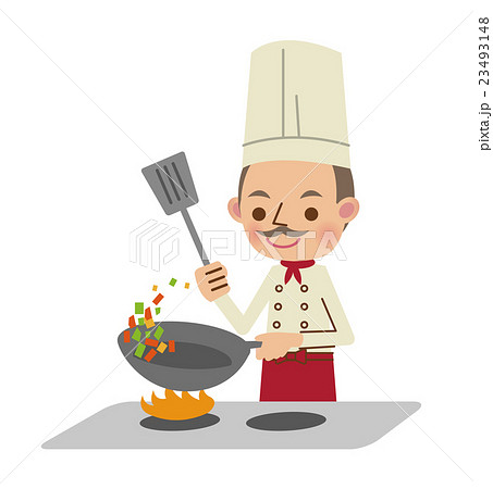 料理を作るシェフ コックのイメージのイラスト素材