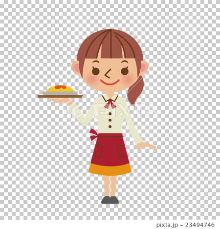 料理を運ぶウェイトレス 23494746